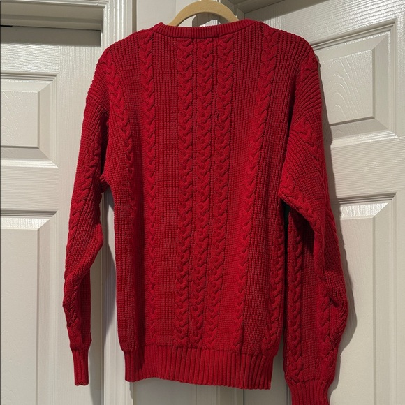 Christian Dior Men's 1980s Vibrant Red CableKnit Crew Neck Refined Sweater Large - Picture 14 of 15
